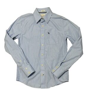 Abercrombie Fitch Mens Blue‎ White Stripe Muscle Fit Button Down Shirt Size S